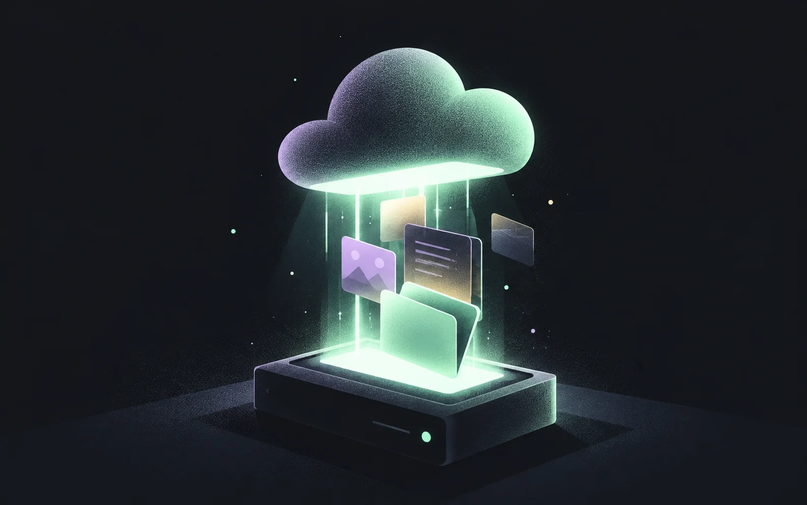 Illustration of cloud storage and files